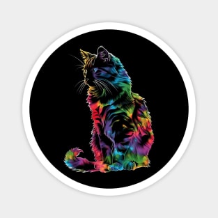 Cat Rainbow Balloon Rides Magnet